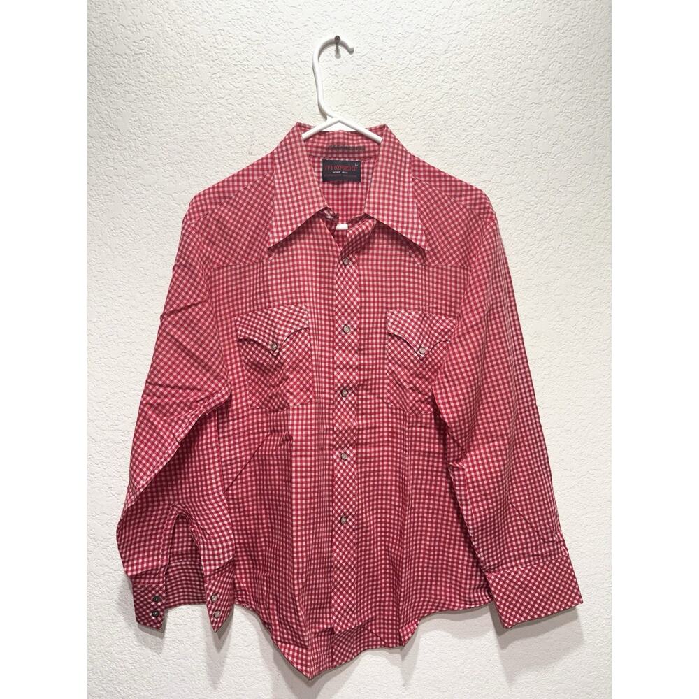 ivy oxford co shirt western pearl snap red checkered